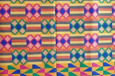 Preview: PINK GREEN CROSS Afrikanischer-Kente-Stoff